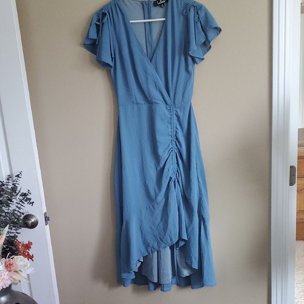 Lulus Designer Brand Fully Lined Sky Blue High Low Dress